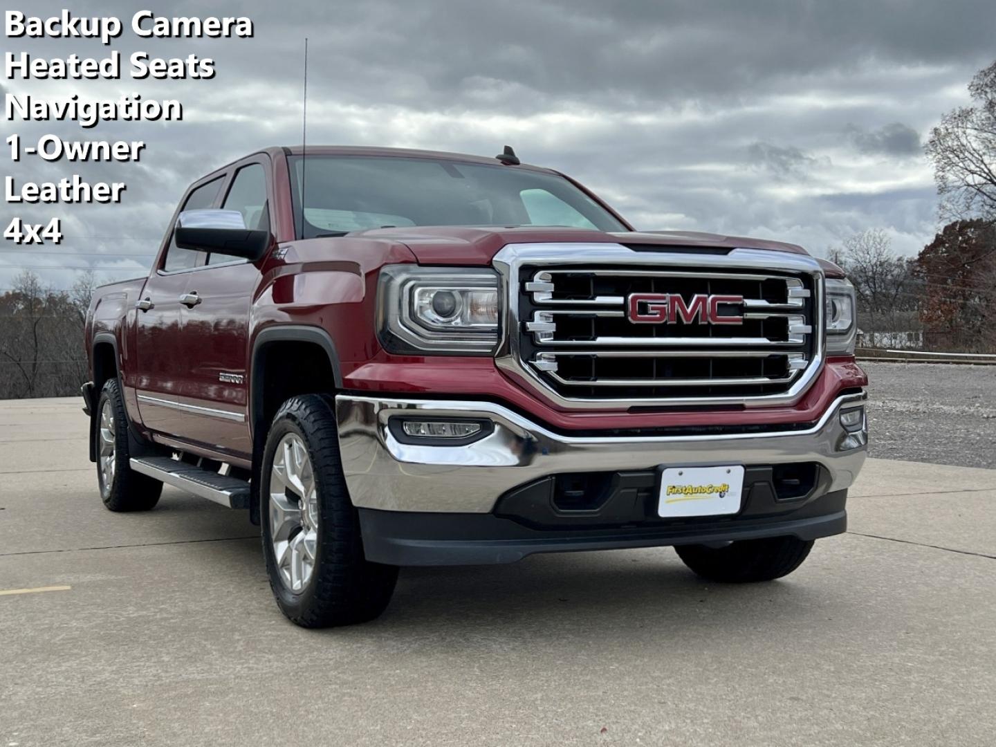 2018 MAROON /Black Leather GMC Sierra 1500 SLT Crew Cab Short Box 4WD (3GTU2NEC1JG) with an 5.3L V8 engine, Automatic transmission, located at 2990 Old Orchard Rd., Jackson, MO, 63755, 37.354214, -89.612106 - 2018 GMC Sierra 1500 SLT 1-Owner 151xxx miles 4x4 5.3L V8 Automatic Leather Navigation Power/Heated Seats Backup Camera Bluetooth Remote Start Cruise Power Windows/Locks/Mirrors We have financing available and we accept trades! Fill out a credit application on our website or come by to - Photo#0