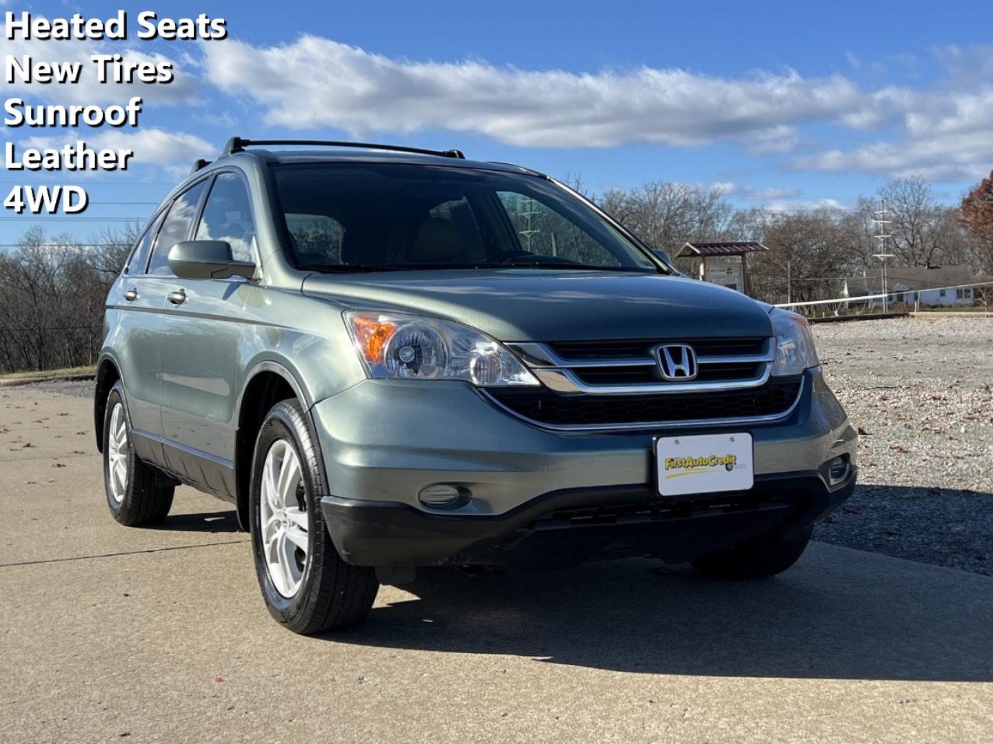 2010 Green /Tan Leather Honda CR-V EX-L 4WD (JHLRE4H73AC) with an 2.4L 4 Cyl. engine, Automatic transmission, located at 2990 Old Orchard Rd., Jackson, MO, 63755, 37.354214, -89.612106 - 2010 Honda CR-V EX-L 113xxx miles 4 Wheel Drive 2.4L 4 Cyl. Automatic Leather New Tires Power Driver Seat Heated Seats Sunroof Cruise Power Windows/Locks/Mirrors We have financing available and we accept trades! Fill out a credit application on our website or come by today! If you have - Photo#0