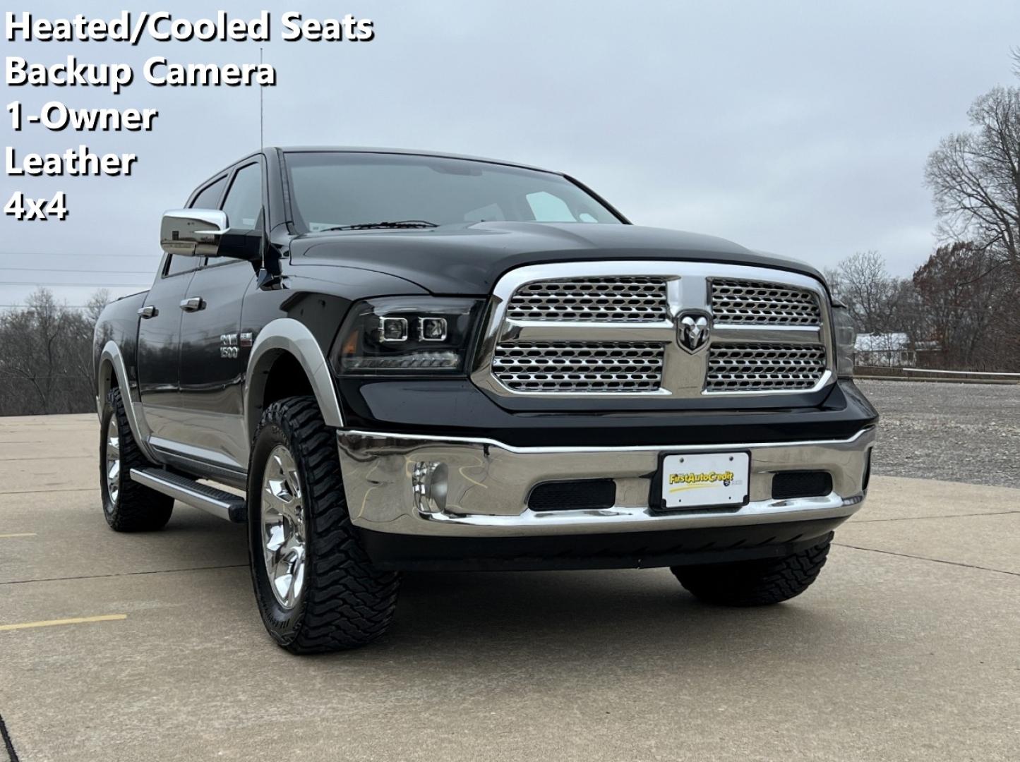2013 BLACK /Black Leather RAM 1500 Laramie Crew Cab SWB 4WD (1C6RR7NT3DS) with an 5.7L V8 HEMI engine, Automatic transmission, located at 2990 Old Orchard Rd., Jackson, MO, 63755, 37.354214, -89.612106 - 2013 Ram 1500 Laramie 1-Owner 189xxx miles 4x4 5.7L V8 HEMI Automatic Leather Power/Heated/Cooled Seats Heated Rear Seats Heated Steering Wheel Backup Camera Bluetooth Remote Start Cruise Power Windows/Locks/Mirrors We have financing available and we accept trades! Fill out a credit a - Photo#0