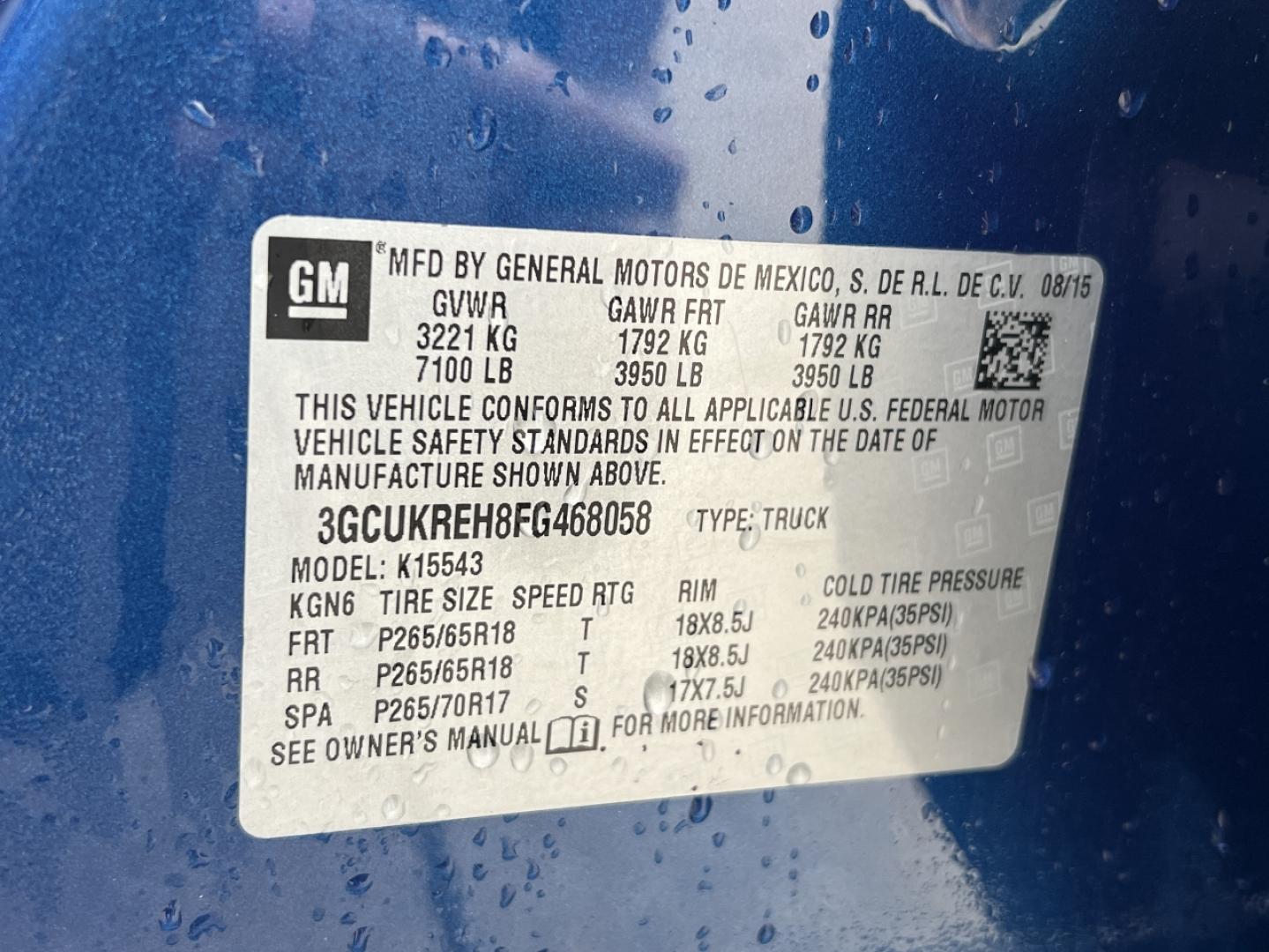 2015 BLUE /Black Cloth Chevrolet Silverado 1500 LT Crew Cab 4WD (3GCUKREH8FG) with an 4.3L V6 engine, Automatic transmission, located at 2990 Old Orchard Rd., Jackson, MO, 63755, 37.354214, -89.612106 - 2015 Chevrolet Silverado 1500 LT 102xxx miles 4x4 4.3L V6 Automatic Backup Camera Power Driver Seat Bluetooth Remote Start Cruise Power Windows/Locks/Mirrors We have financing available and we accept trades! Fill out a credit application on our website or come by today! If you have any q - Photo#6