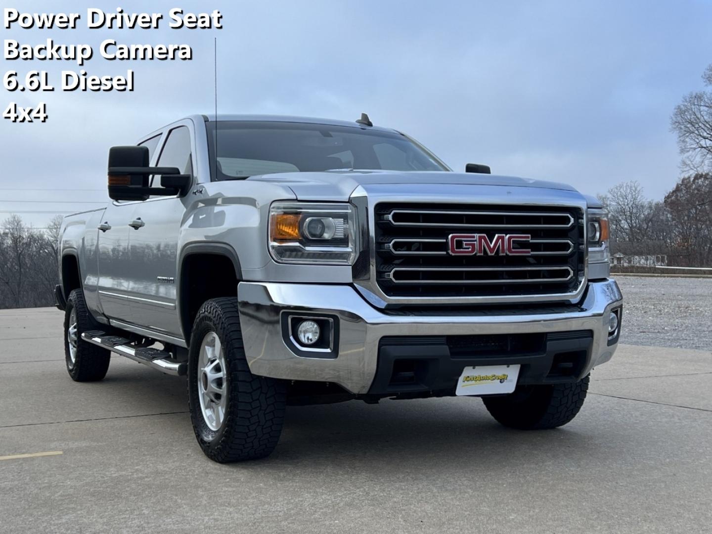 2016 SILVER /Tan GMC Sierra 2500HD SLE Crew Cab 4WD (1GT12SE85GF) with an 6.6L V8 DIESEL engine, Automatic transmission, located at 2990 Old Orchard Rd., Jackson, MO, 63755, 37.354214, -89.612106 - 2016 GMC Sierra 2500HD SLE 129xxx miles 4x4 6.6L V8 Turbo Diesel Automatic Backup Camera Power Driver Seat Bluetooth Remote Start Cruise Power Windows/Locks/Mirrors We have financing available and we accept trades! Fill out a credit application on our website or come by today! If you hav - Photo#0