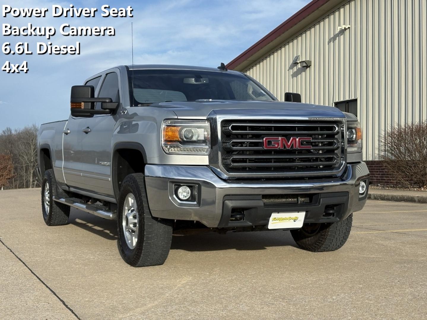 2016 SILVER /Tan GMC Sierra 2500HD SLE Crew Cab 4WD (1GT12SE85GF) with an 6.6L V8 DIESEL engine, Automatic transmission, located at 2990 Old Orchard Rd., Jackson, MO, 63755, 37.354214, -89.612106 - 2016 GMC Sierra 2500HD SLE 129xxx miles 4x4 6.6L V8 Turbo Diesel Automatic Backup Camera Power Driver Seat Bluetooth Remote Start Cruise Power Windows/Locks/Mirrors We have financing available and we accept trades! Fill out a credit application on our website or come by today! If you hav - Photo#0