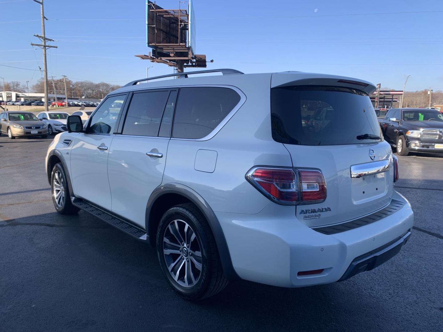 2019 WHITE /TAN Nissan Armada SV AWD (JN8AY2NC2K9) with an 5.6L V8 DOHC 32V engine, 7A transmission, located at 506 S. Kingshighway, Cape Girardeau, MO, 63703, (573) 235-5000, 37.294991, -89.553635 - One Owner! 2019 Nissan Armada SV Air Conditioning Power Windows Power Locks Power Steering Tilt Wheel Keyless Entry Alarm Daytime Running Lights Dual Front Airbags All Wheel ABS We have financing available and we accept trades! Fill out a credit application on our website or come by toda - Photo#4
