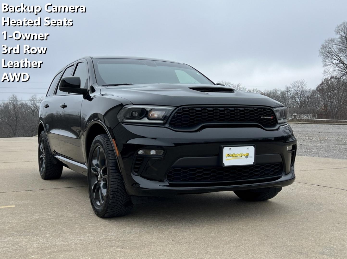 2022 BLACK /Black Dodge Durango GT AWD (1C4RDJDG9NC) with an 3.6L V6 engine, Automatic transmission, located at 2990 Old Orchard Rd., Jackson, MO, 63755, 37.354214, -89.612106 - 2022 Dodge Durango GT 1-Owner 75xxx miles All Wheel Drive 3.6L V6 Automatic Leather 3rd Row Backup Camera Power Driver Seat Heated Seats Heated Steering Wheel Bluetooth Remote Start Cruise Power Windows/Locks/Mirrors We have financing available and we accept trades! Fill out a credit - Photo#0