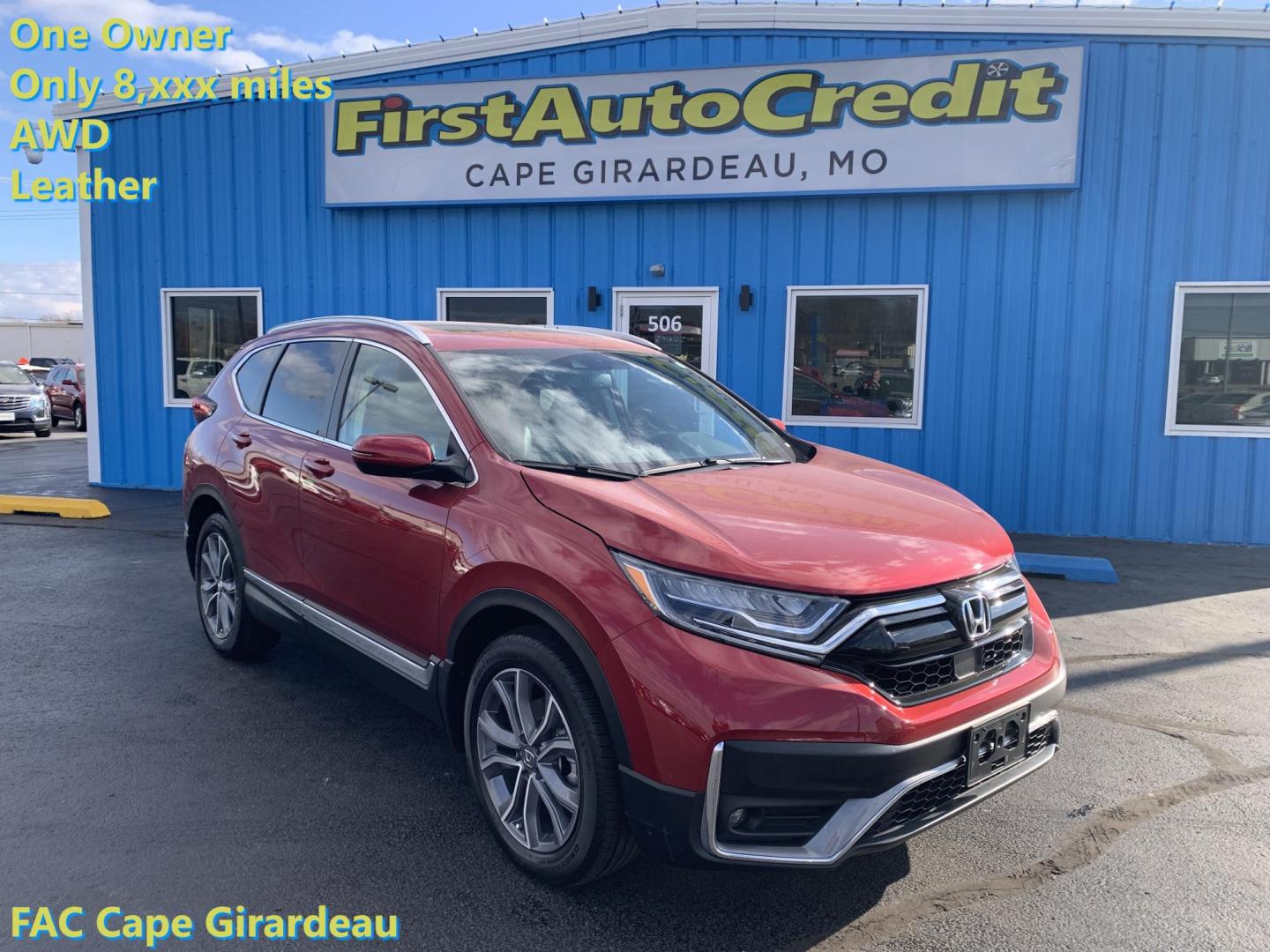 2022 MAROON /GRAY Honda CR-V Touring AWD (7FARW2H9XNE) with an 1.5L L4 16V DOHC TURBO engine, CVT transmission, located at 506 S. Kingshighway, Cape Girardeau, MO, 63703, (573) 235-5000, 37.294991, -89.553635 - 2022 Honda C-RV Touring One Owner!! Only 8,XXXmi!! 1.5L 4 Cyl AWD Leather Adaptive Cruise Control Heated Steering Wheel Heated Seats Power Driver/Passenger Seats Bluetooth Navigation Wireless Charger Collision Avoidance System Lane Assist Power Windows/Locks/Mirrors Keyless Entry Da - Photo#0