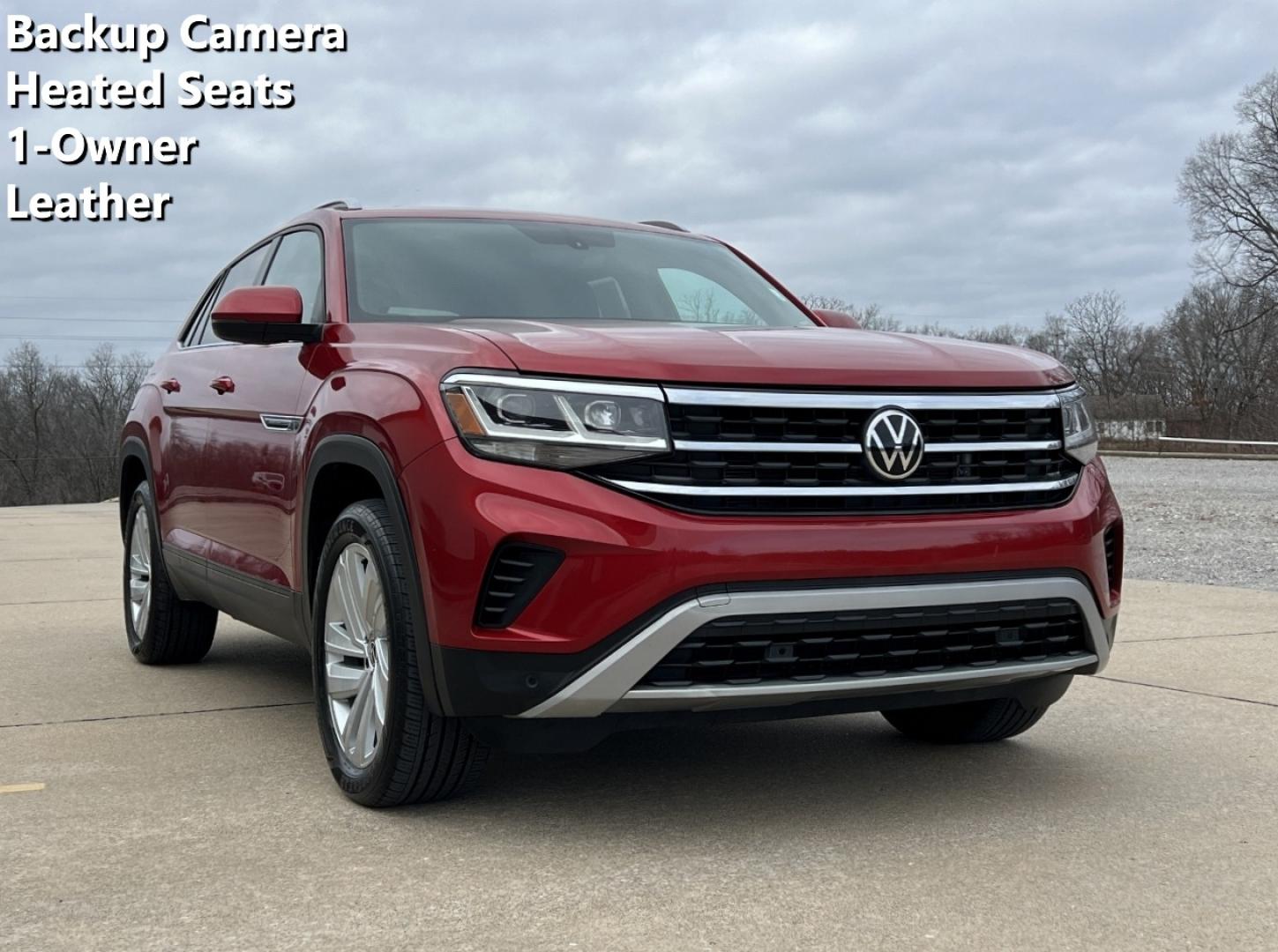 2021 RED /BLACK Volkswagen Atlas Cross Sport V6 SE w/Technology (1V2WE2CA0MC) with an 3.6L V6 engine, Automatic transmission, located at 2990 Old Orchard Rd., Jackson, MO, 63755, 37.354214, -89.612106 - 2021 Volkswagen Atlass Cross Sport SE 1-Owner 45xxx miles Front Wheel Drive 3.6L V6 Automatic Leather Backup Camera Power Driver Seat Heated Seats Bluetooth Cruise Power Windows/Locks/Mirrors We have financing available and we accept trades! Fill out a credit application on our website - Photo#0