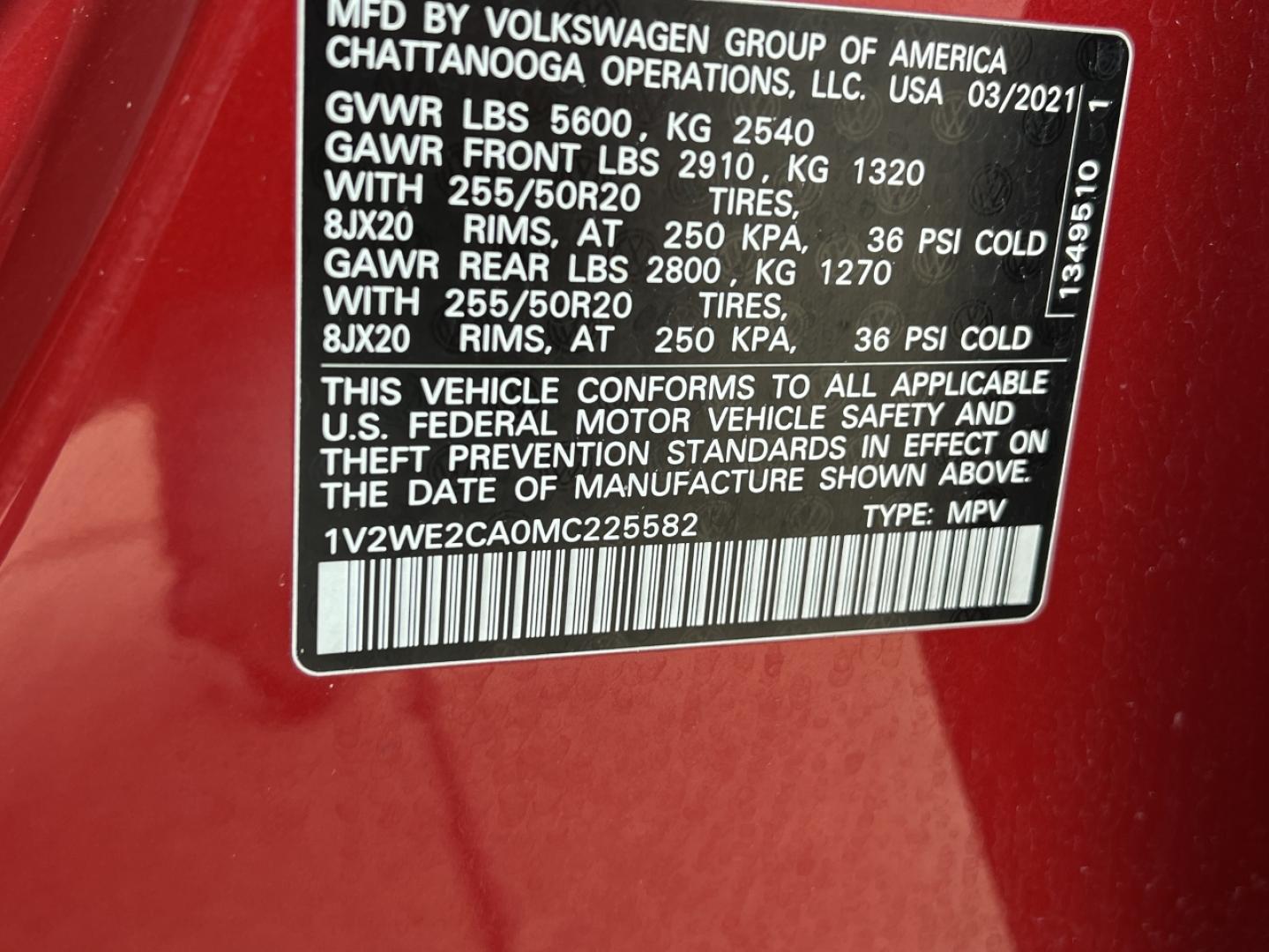 2021 RED /BLACK Volkswagen Atlas Cross Sport V6 SE w/Technology (1V2WE2CA0MC) with an 3.6L V6 engine, Automatic transmission, located at 2990 Old Orchard Rd., Jackson, MO, 63755, 37.354214, -89.612106 - 2021 Volkswagen Atlass Cross Sport SE 1-Owner 45xxx miles Front Wheel Drive 3.6L V6 Automatic Leather Backup Camera Power Driver Seat Heated Seats Bluetooth Cruise Power Windows/Locks/Mirrors We have financing available and we accept trades! Fill out a credit application on our website - Photo#51