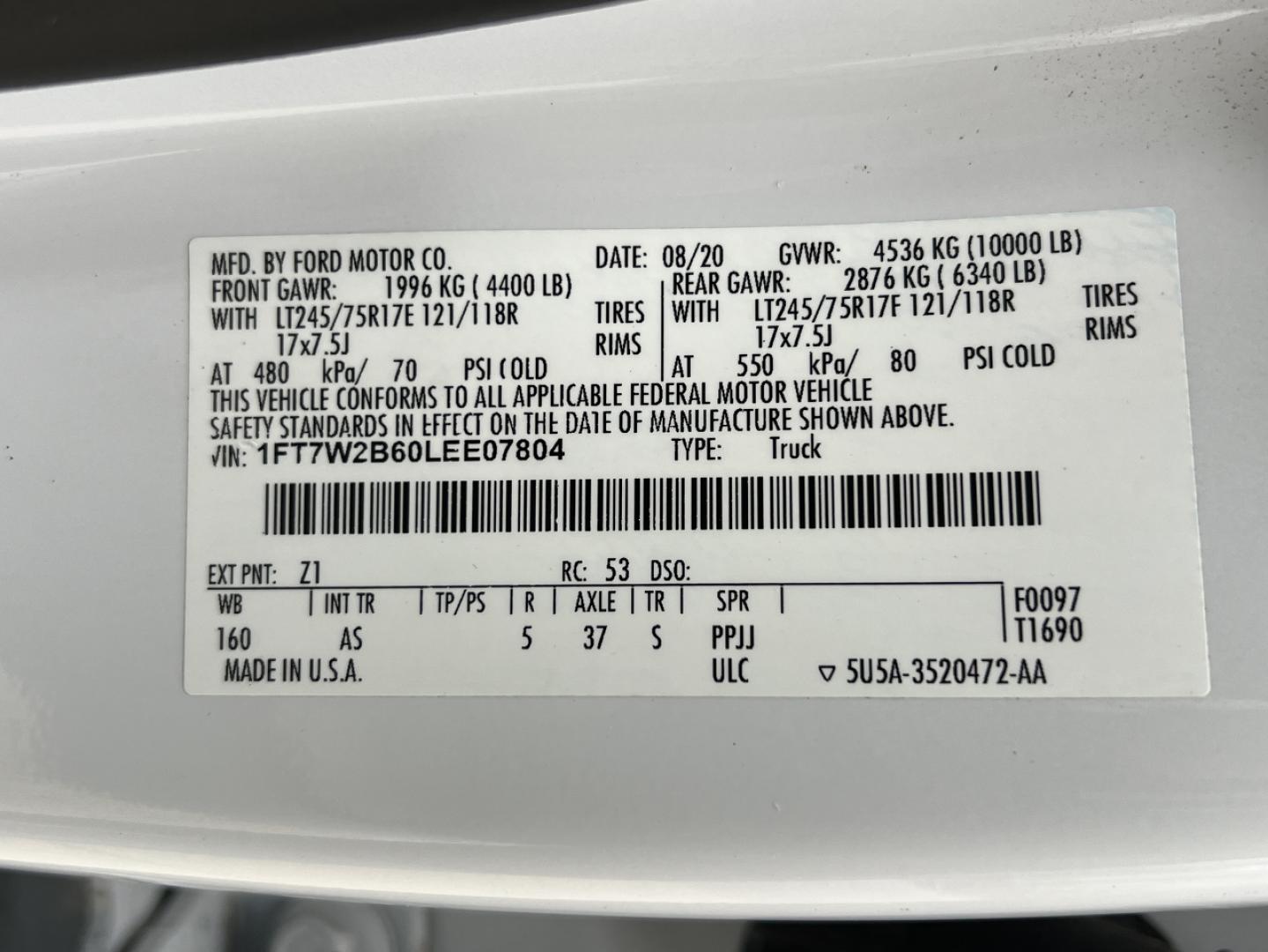 2020 WHITE /GRAY Ford F-250 SD XL Crew Cab 4WD (1FT7W2B60LE) with an 6.2L V8 engine, Automatic transmission, located at 2990 Old Orchard Rd., Jackson, MO, 63755, 37.354214, -89.612106 - 2020 Ford F-250 XL 1-Owner 135xxx miles 4x4 6.2L V8 Automatic Backup Camera Cruise Power Windows/Locks/Mirrors We have financing available and we accept trades! Fill out a credit application on our website or come by today! If you have any questions, give us a call at (573) 204-7777 or vis - Photo#46