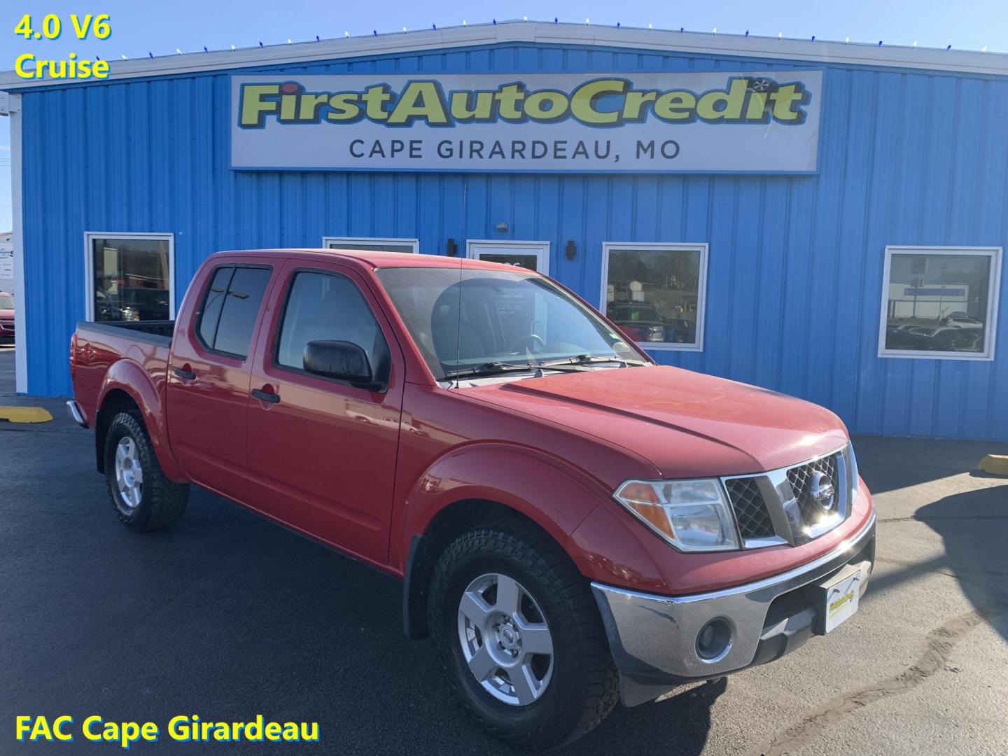 2007 RED /GRAY Nissan Frontier LE Crew Cab 2WD (1N6AD07U37C) with an 4.0L V6 DOHC 24V engine, 5-Speed Automatic Overdrive transmission, located at 506 S. Kingshighway, Cape Girardeau, MO, 63703, (573) 235-5000, 37.294991, -89.553635 - 2007 Nissan Frontier LE Air Conditioning Power Steering Tilt Whee Dual Air Bags Front and Sides Crew Cab Regular Bed All Wheel ABS We have financing available and we accept trades! Fill out a credit application on our website or come by today! If you have any questions, give us a call at - Photo#0