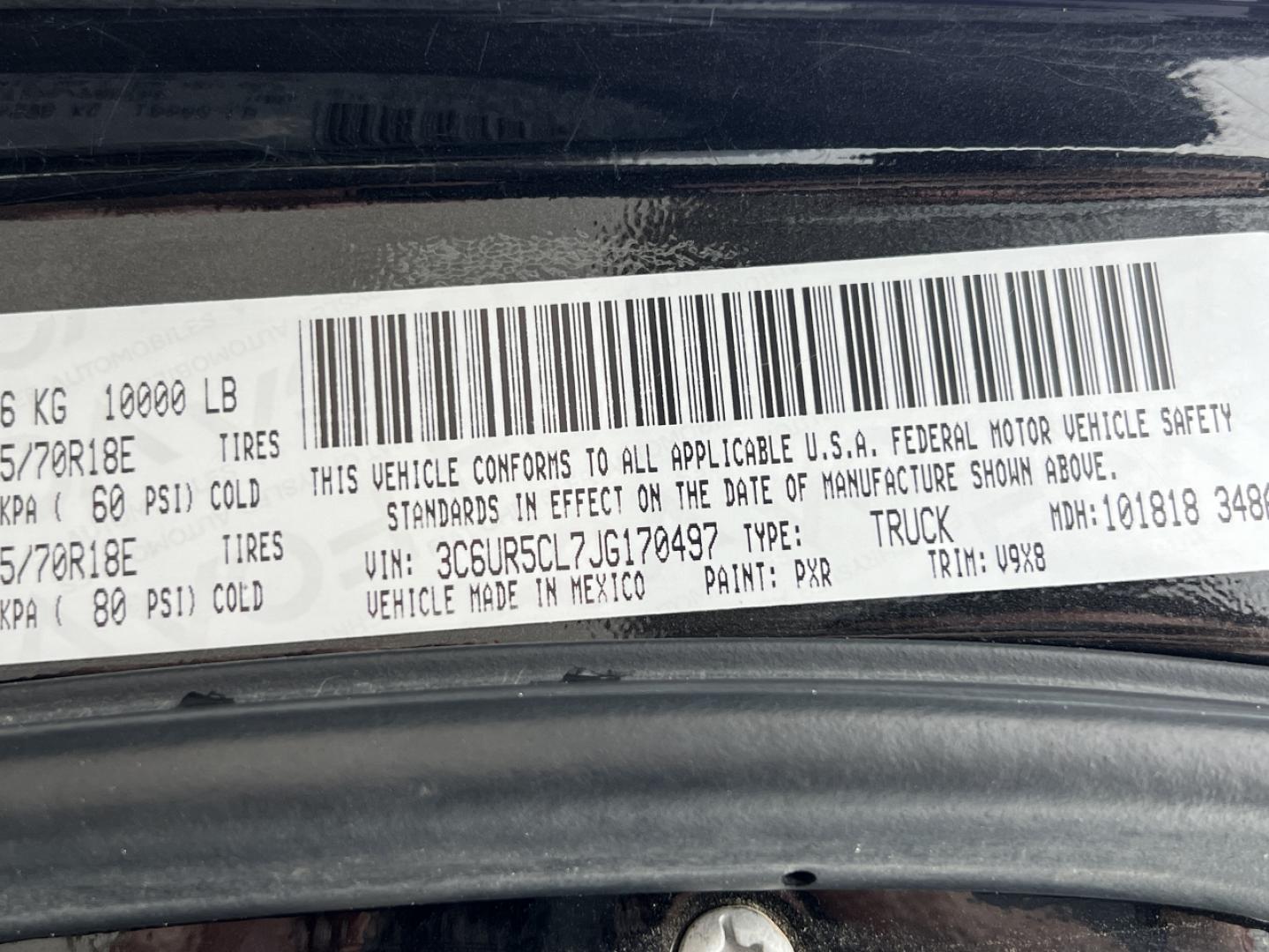 2018 BLACK /Gray RAM 2500 Tradesman Crew Cab SWB 4WD (3C6UR5CL7JG) with an 6.7L I6 TURBO DIESEL engine, 6A transmission, located at 2990 Old Orchard Rd., Jackson, MO, 63755, 37.354214, -89.612106 - 2018 Ram 2500 Tradesman 137xxx miles 4x4 6.7L I6 Turbo Diesel Automatic New Tires Backup Camera Bluetooth Remote Start Crusie Power Windows/Locks/Mirrors We have financing available and we accept trades! Fill out a credit application on our website or come by today! If you have any quest - Photo#51