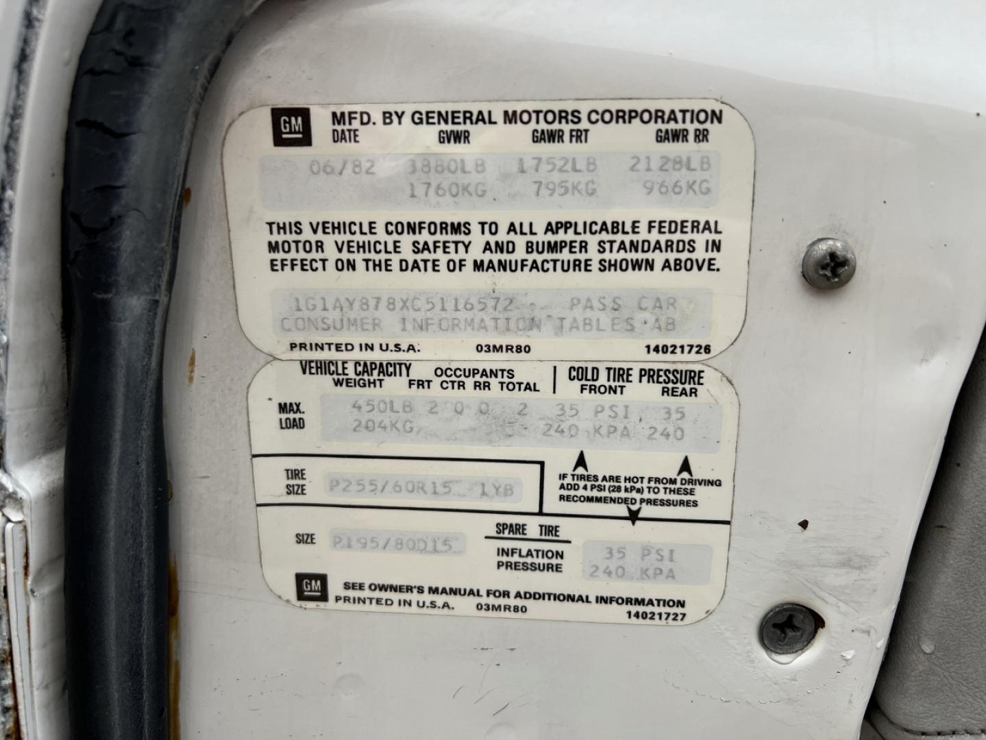 1982 WHITE /Gray Chevrolet Corvette Coupe (1G1AY878XC5) with an 5.7L V8 engine, Automatic transmission, located at 2990 Old Orchard Rd., Jackson, MO, 63755, 37.354214, -89.612106 - 1982 Chevrolet Corvette Only 67xxx miles Rear Wheel Drive 5.7L V8 Automatic Leather Power Driver Seat Cruise Power Windows/Locks/Mirrors We have financing available and we accept trades! Fill out a credit application on our website or come by today! If you have any questions, give us a cal - Photo#35