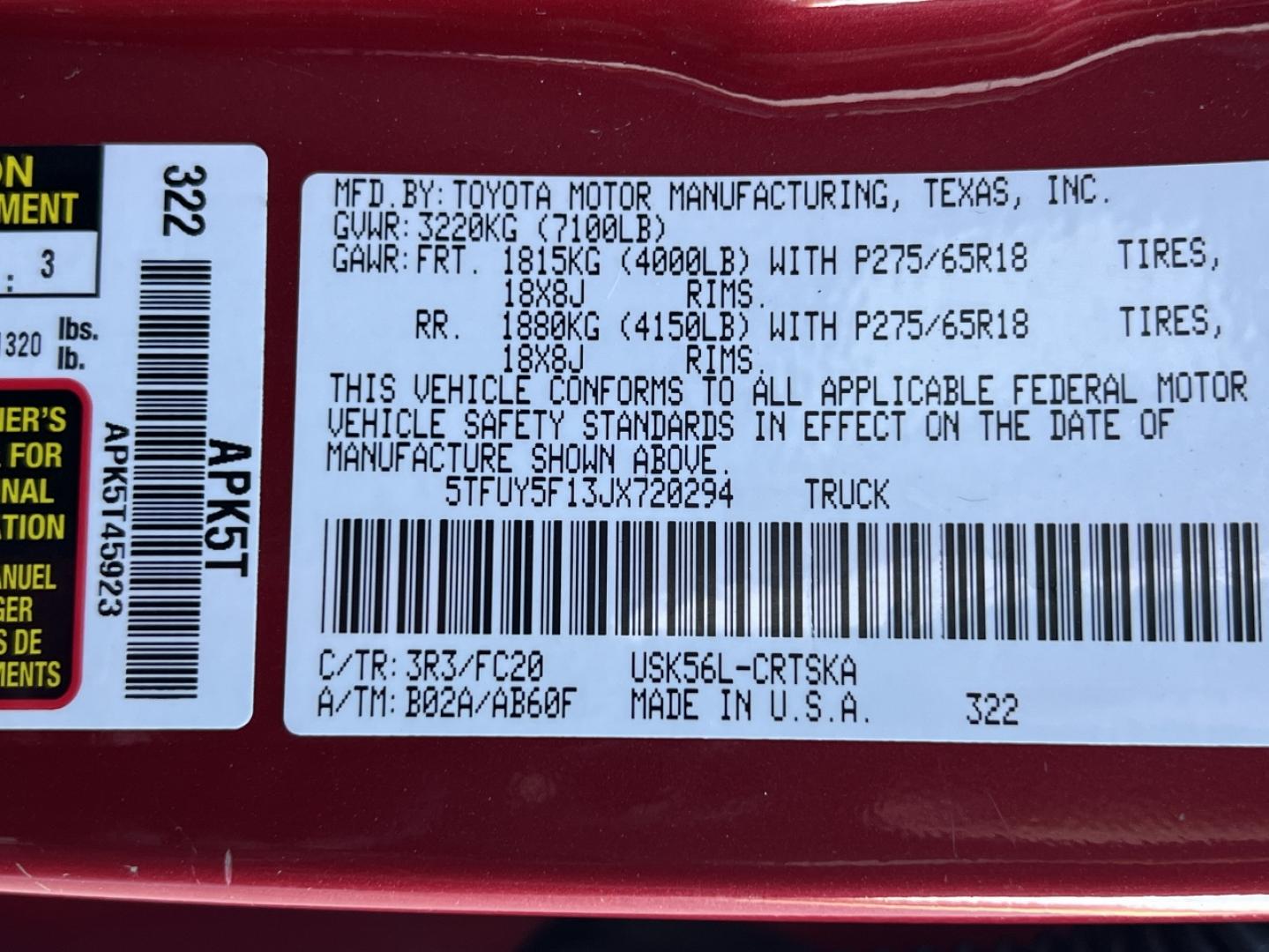 2018 RED /Black Toyota Tundra SR5 5.7L V8 Double Cab 4WD (5TFUY5F13JX) with an 5.7L V8 engine, Automatic transmission, located at 2990 Old Orchard Rd., Jackson, MO, 63755, 37.354214, -89.612106 - 2018 Toyota Tundra SR5 105xxx miles 4x4 5.7L V8 Automatic Backup Camera Power Driver Seat Bluetooth Cruise Power Windows/Locks/Mirrors We have financing available and we accept trades! Fill out a credit application on our website or come by today! If you have any questions, give us a call - Photo#48