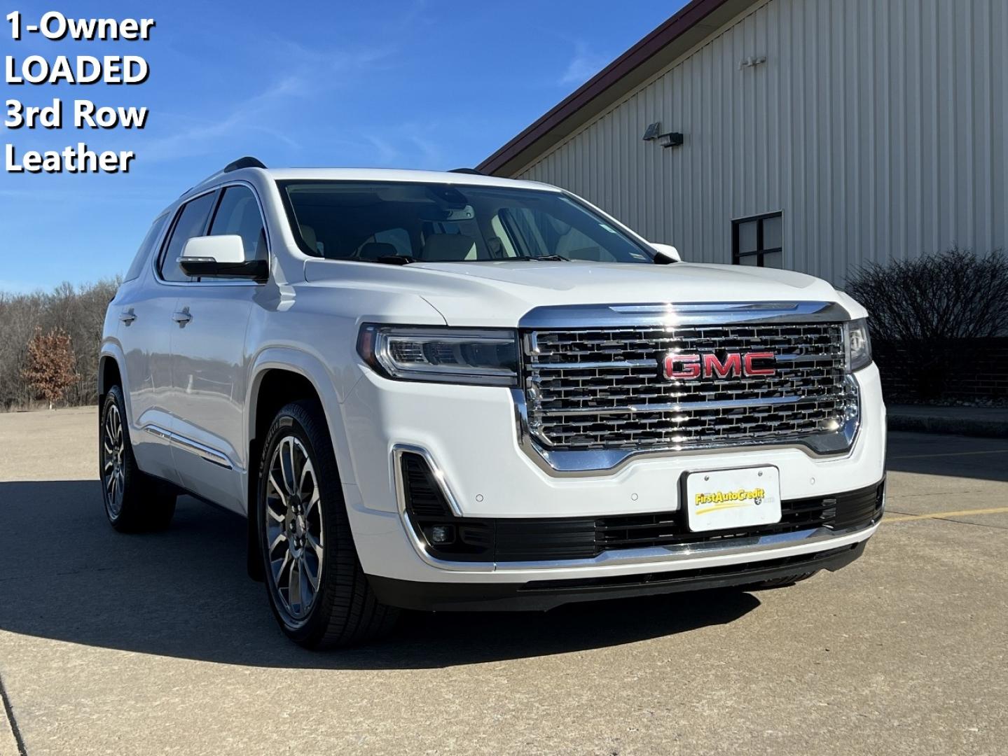 2020 WHITE /Tan GMC Acadia Denali FWD (1GKKNPLS1LZ) with an 3.6L V6 engine, Automatic transmission, located at 2990 Old Orchard Rd., Jackson, MO, 63755, 37.354214, -89.612106 - 2020 GMC Acadia Denali 1-Owner 81xxx miles Front Wheel Drive 3.6L V6 Automatic Leather 3rd Row Navigation Backup Camera Power/Heated/Cooled Seats Heated Rear Seats Heated Steering Wheel Sunroof Bluetooth Remote Start Cruise Power Windows/Locks/Mirrors We have financing available an - Photo#0