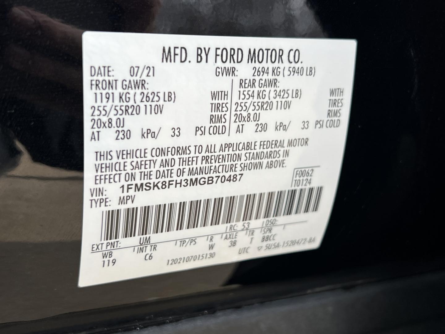 2021 BLACK /Black Ford Explorer Limited AWD (1FMSK8FH3MG) with an 2.3L 4 Cyl. engine, Automatic transmission, located at 2990 Old Orchard Rd., Jackson, MO, 63755, 37.354214, -89.612106 - 2021 Ford Explorer Limited 1-Owner 63xxx miles 4 Wheel Drive 2.3L 4 Cyl. Automatic Leather 3rd Row Navigation Power/Heated/Cooled Seats Heated Rear Seats Heated Steering Wheel Backup Camera Sunroof Bluetooth Remote Start Cruise Power Windows/Locks/Mirrors We have financing availabl - Photo#56