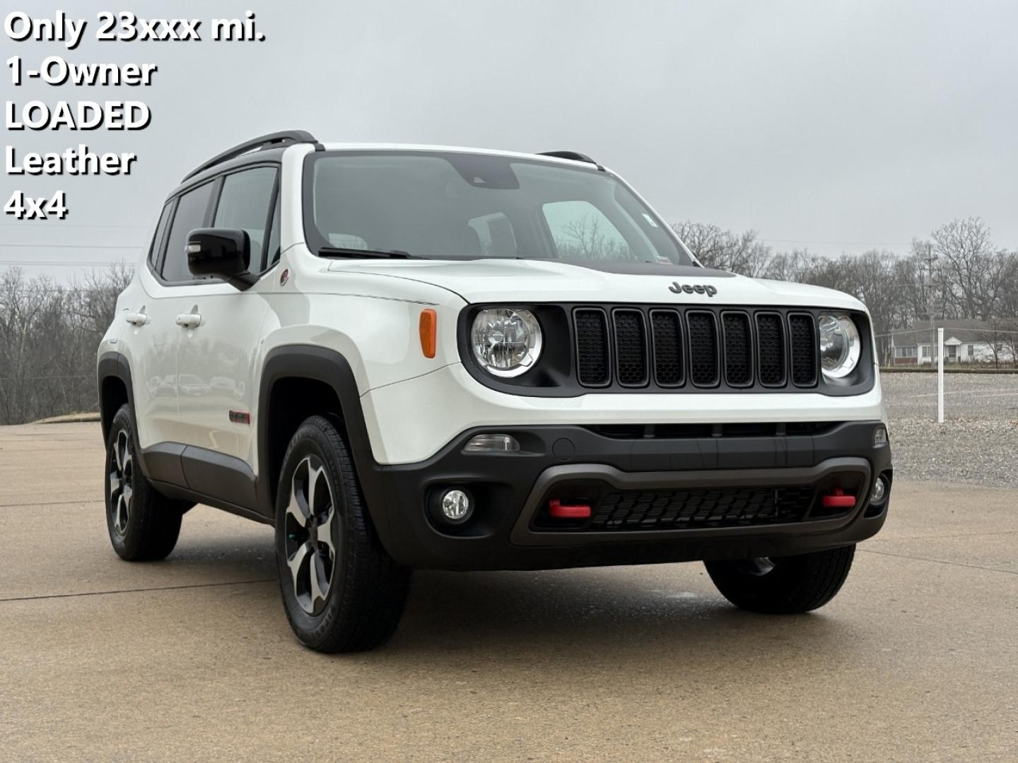 2022 WHITE /Black Jeep Renegade Trailhawk (ZACNJDC12NP) with an 1.3L 4 Cyl. engine, Automatic transmission, located at 2990 Old Orchard Rd., Jackson, MO, 63755, 37.354214, -89.612106 - 2022 Jeep Renegade Trailhawk 1-Owner 23xxx miles 4 Wheel Drive 1.3L 4 Cyl. Automatic Leather Navigation Power Driver Seat Heated Seats Heated Steering Wheel Backup Camera Bluetooth Remote Start Cruise Power Windows/Locks/Mirrors We have financing available and we accept trades! Fill - Photo#0