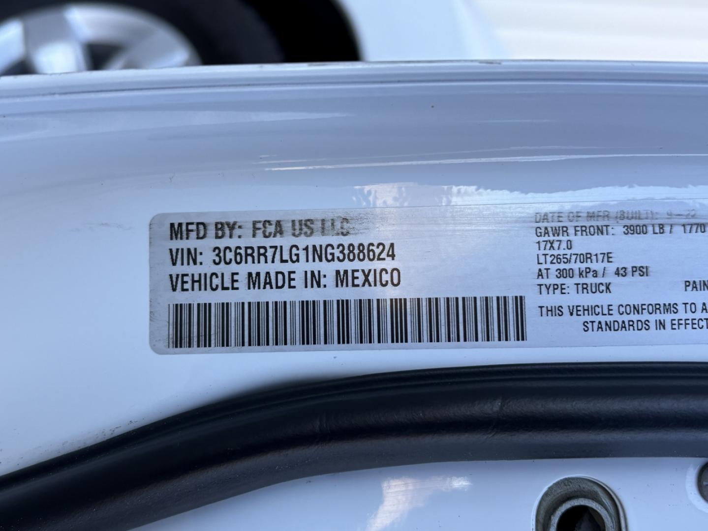 2022 WHITE /Gray RAM 1500 SLT Crew Cab SWB 4WD (3C6RR7LG1NG) with an 3.6L V6 engine, Automatic transmission, located at 2990 Old Orchard Rd., Jackson, MO, 63755, 37.354214, -89.612106 - 2022 Ram 1500 Classic SLT 1-Owner 31xxx miles 4x4 3.6L V6 Automatic Backup Camera Bluetooth Cruise Power Windows/Locks/Mirrors We have financing available and we accept trades! Fill out a credit application on our website or come by today! If you have any questions, give us a call at (573 - Photo#46