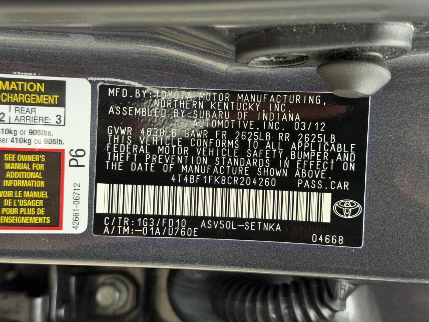 2012 GRAY /Gray Toyota Camry LE (4T4BF1FK8CR) with an 2.5L 4 Cyl. engine, Automatic transmission, located at 2990 Old Orchard Rd., Jackson, MO, 63755, 37.354214, -89.612106 - 2012 Toyota Camry LE 117xxx miles Front Wheel Drive 2.5L 4 Cyl. Automatic Power Driver Seat Bluetooth Cruise Power Windows/Locks/Mirrors We have financing available and we accept trades! Fill out a credit application on our website or come by today! If you have any questions, give us a cal - Photo#43