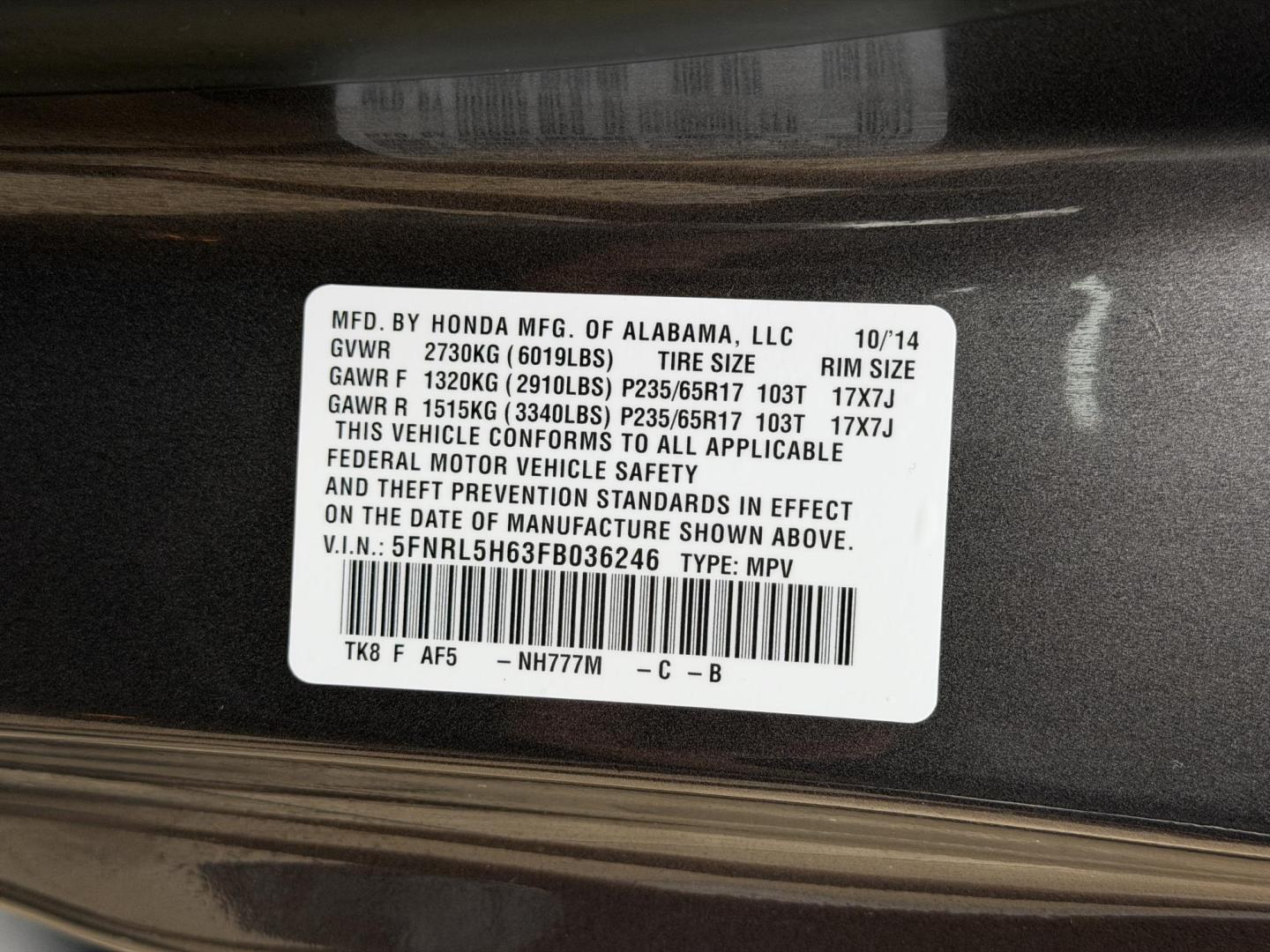 2015 GRAY /Gray Honda Odyssey EX-L (5FNRL5H63FB) with an 3.5L V6 engine, Automatic transmission, located at 2990 Old Orchard Rd., Jackson, MO, 63755, 37.354214, -89.612106 - 2015 Honda Odyssey EX-L 187xxx miles Front Wheel Drive 3.5L V6 Automatic Leather 3rd Row Rear Entertainment Power/Heated Seats Backup Camera Sunroof Bluetooth Cruise Power Windows/Locks/Mirrors We have financing available and we accept trades! Fill out a credit application on our websi - Photo#54