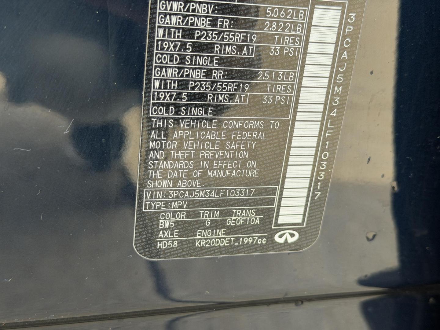 2020 BLUE /Black Infiniti QX50 PURE AWD (3PCAJ5M34LF) with an 2.0L 4 Cyl. engine, CVT transmission, located at 2990 Old Orchard Rd., Jackson, MO, 63755, 37.354214, -89.612106 - 2020 Infiniti QX50 Pure 1-Owner 47xxx miles All Wheel Drive 2.0L 4 Cyl. Automatic Leather Navigation Power/Heated/Cooled Seats Backup Camera Sunroof Bluetooth Remote Start Cruise Power Windows/Locks/Mirrors We have financing available and we accept trades! Fill out a credit applicatio - Photo#46