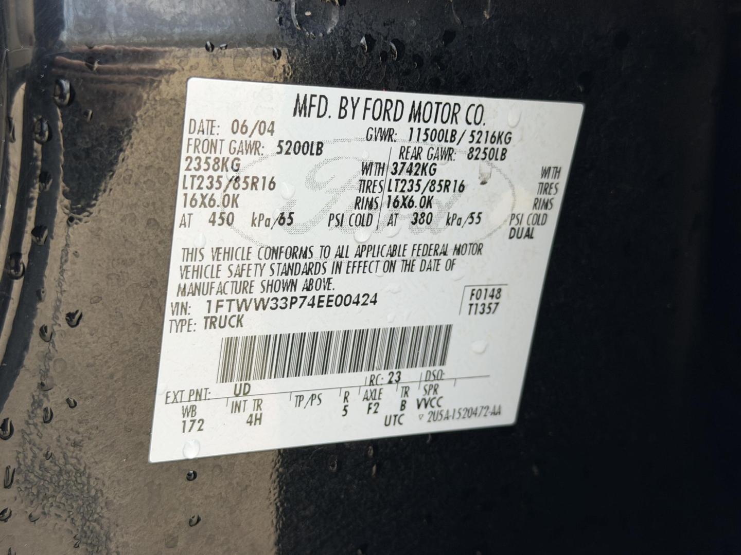 2004 BLACK /Tan Ford F-350 SD Lariat Crew Cab 4WD (1FTWW33P74E) with an 6.0L V8 TURBO DIESEL engine, Automatic transmission, located at 2990 Old Orchard Rd., Jackson, MO, 63755, 37.354214, -89.612106 - 2004 Ford F-350 Super Duty Lariat 114xxx miles 4x4 6.0L V8 Turbo Diesel Automatic Leather Power/Heated Seats Cruise Power Windows/Locks/Mirrors We have financing available and we accept trades! Fill out a credit application on our website or come by today! If you have any questions, give u - Photo#42