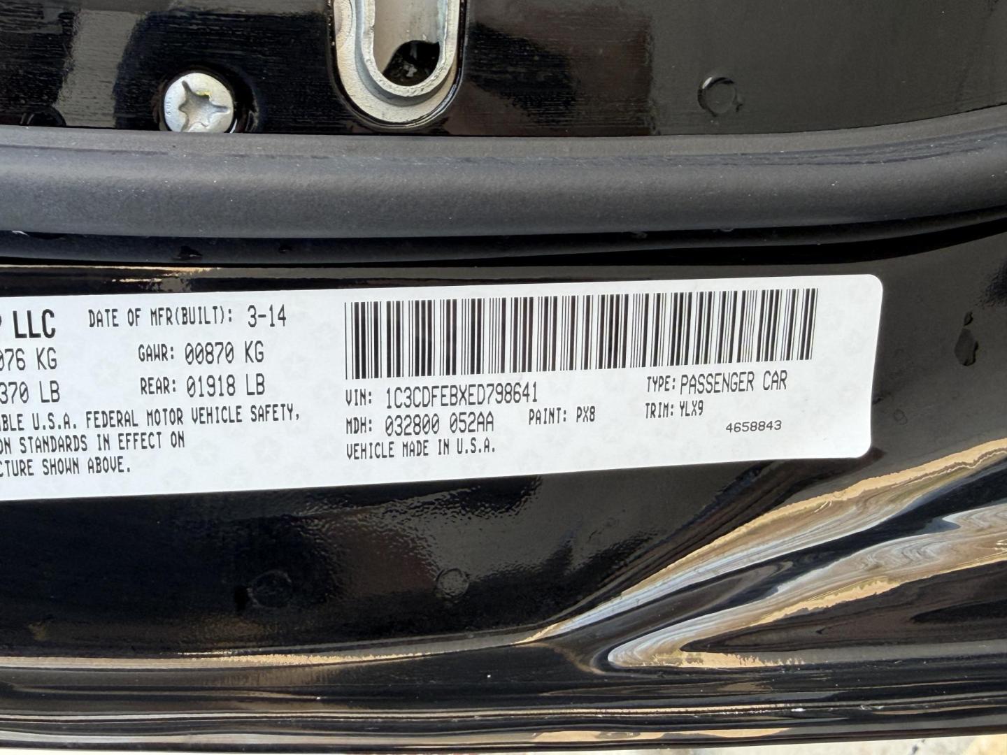 2014 BLACK /Black Dodge Dart GT (1C3CDFEBXED) with an 2.4L 4 Cyl. engine, Automatic transmission, located at 2990 Old Orchard Rd., Jackson, MO, 63755, 37.354214, -89.612106 - 2014 Dodge Dart GT 1-Owner 41xxx miles Front Wheel Drive 2.4L 4 Cyl. Automatic Leather Backup Camera Power Driver Seat Heated Seats Heated Steering Wheel Sunroof Bluetooth Remote Start Cruise Power Windows/Locks/Mirrors We have financing available and we accept trades! Fill out a cre - Photo#41
