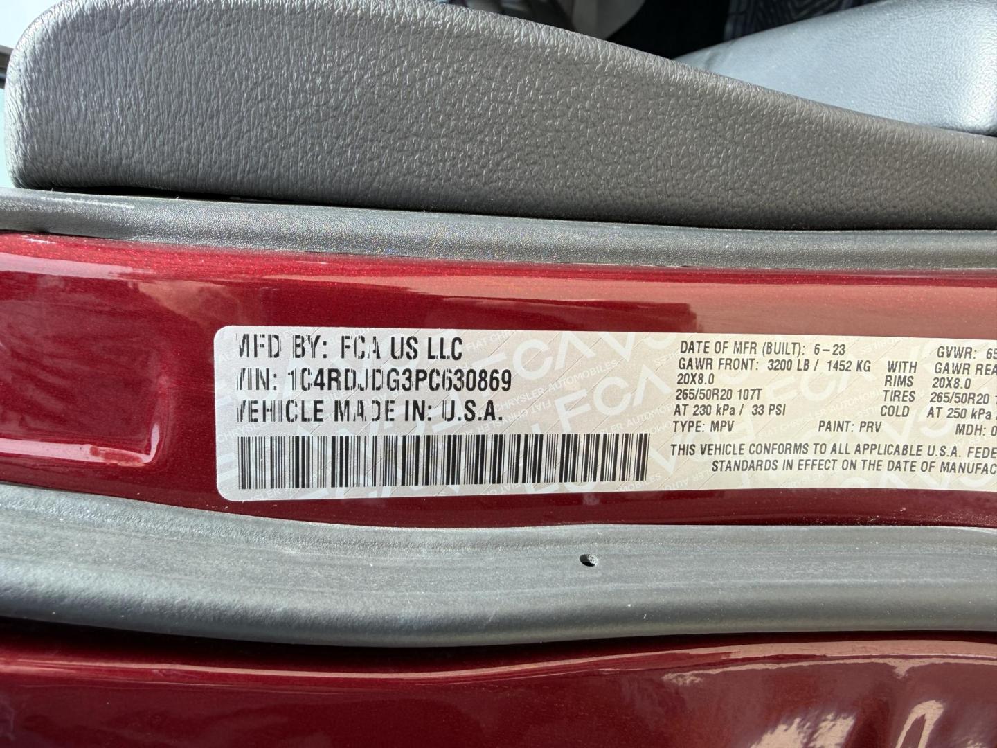 2023 MAROON /Black Dodge Durango GT AWD (1C4RDJDG3PC) with an 3.6L V6 engine, Automatic transmission, located at 2990 Old Orchard Rd., Jackson, MO, 63755, 37.354214, -89.612106 - 2023 Dodge Durango GT 1-Owner 108xxx miles All Wheel Drive 3.6L V6 Automatic 3rd Row Backup Camera Power Driver Seat Heated Seats Heated Steering Wheel Bluetooth Remote Start Cruise Power Windows/Locks/Mirrors We have financing available and we accept trades! Fill out a credit applica - Photo#50