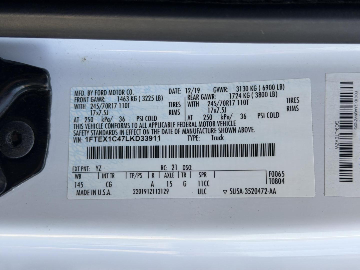 2020 WHITE /Gray Ford F-150 XL SuperCab 8-ft. 2WD (1FTEX1C47LK) with an 3.5L V6 engine, Automatic transmission, located at 2990 Old Orchard Rd., Jackson, MO, 63755, 37.354214, -89.612106 - 2020 Ford F-150 XL 1-Owner 102xxx miles Rear Wheel Drive 3.5L V6 Automatic Backup Camera Bluetooth Cruise Power Windows/Locks/Mirrors We have financing available and we accept trades! Fill out a credit application on our website or come by today! If you have any questions, give us a call - Photo#51