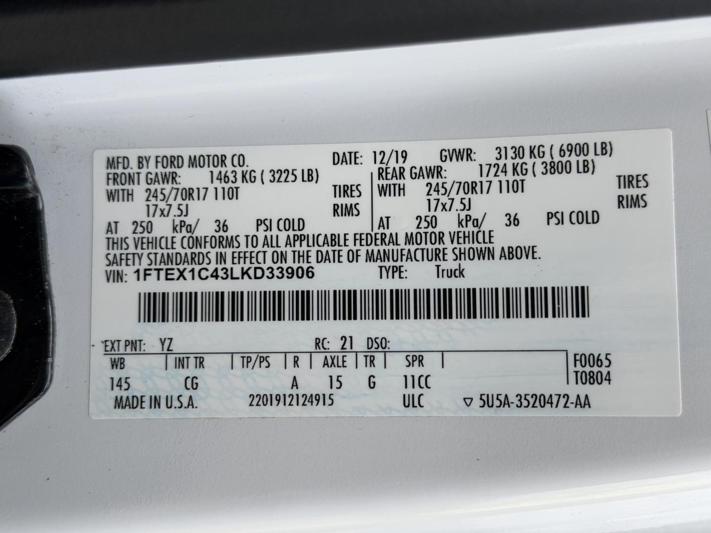 2020 WHITE /Gray Ford F-150 XL SuperCab 8-ft. 2WD (1FTEX1C43LK) with an 3.5L V6 engine, Automatic transmission, located at 2990 Old Orchard Rd., Jackson, MO, 63755, 37.354214, -89.612106 - 2020 Ford F-150 XL 1-Owner 101xxx miles Rear Wheel Drive 3.5L V6 Automatic Backup Camera Bluetooth Cruise Power Windows/Locks/Mirrors We have financing available and we accept trades! Fill out a credit application on our website or come by today! If you have any questions, give us a call - Photo#44
