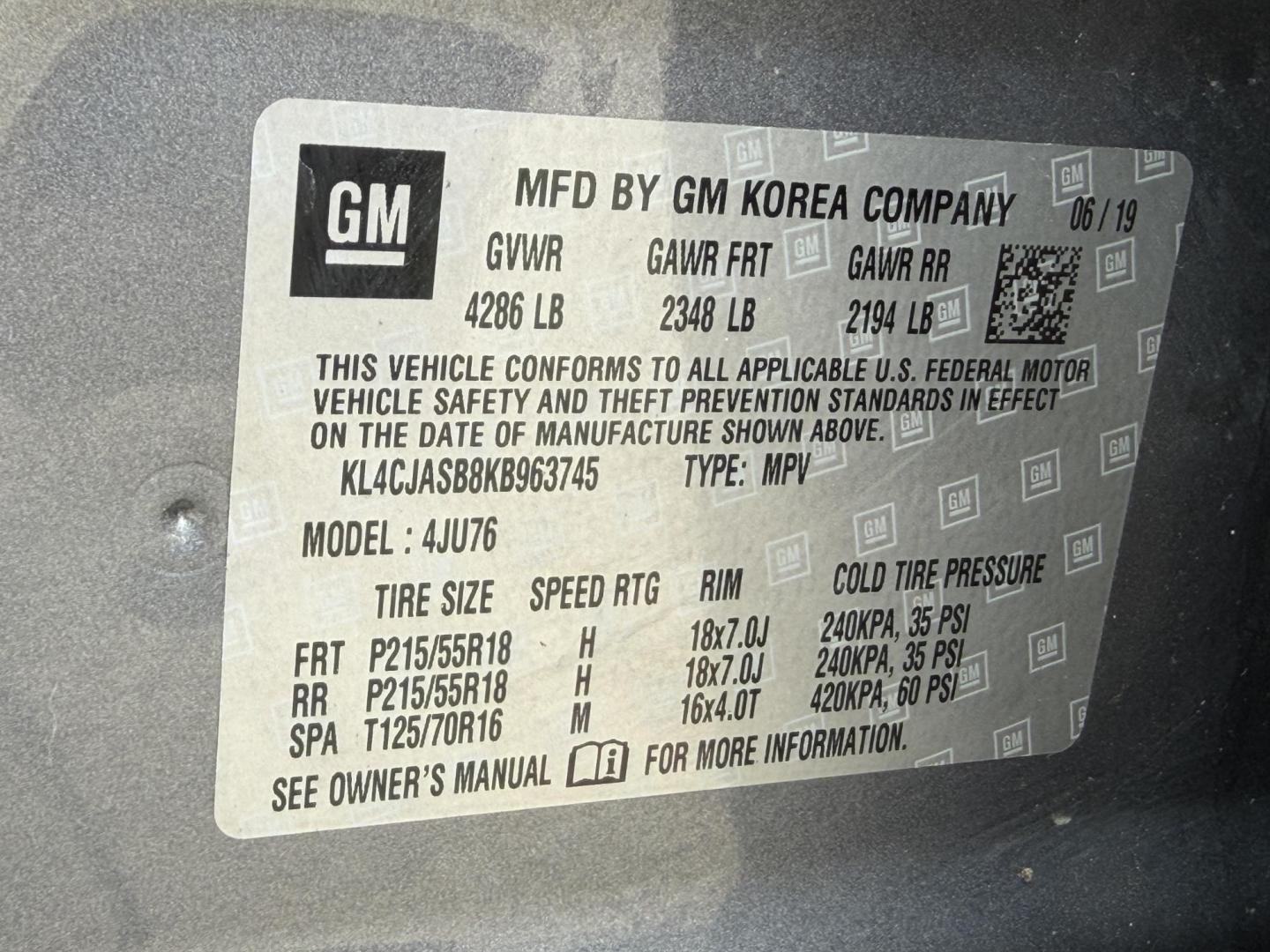 2019 GRAY /Black Buick Encore Preferred FWD (KL4CJASB8KB) with an 1.4L 4 Cyl. TURBO engine, Automatic transmission, located at 2990 Old Orchard Rd., Jackson, MO, 63755, 37.354214, -89.612106 - 2019 Buick Encore Preferred 112xxx miles Front Wheel Drive 1.4L 4 Cyl. Automatic Backup Camera Power Driver Seat Bluetooth Cruise Power Windows/Locks/Mirrors We have financing available and we accept trades! Fill out a credit application on our website or come by today! If you have any qu - Photo#44