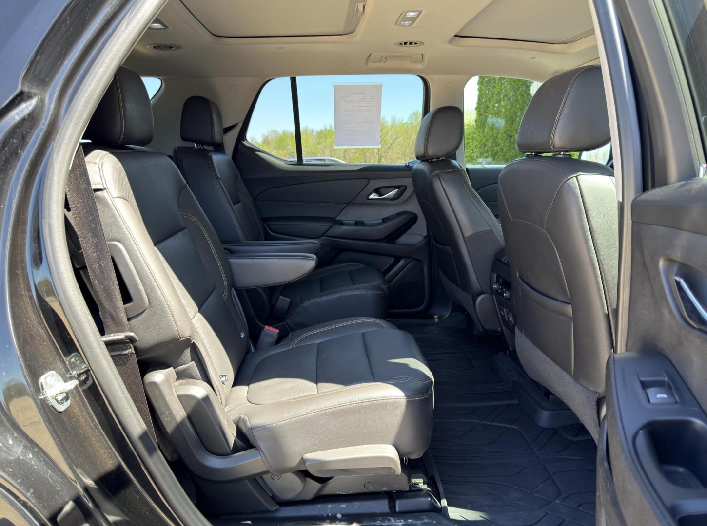 2021 BLACK /Black Chevrolet Traverse Premier AWD (1GNEVKKW2MJ) with an 3.6L V6 engine, Automatic transmission, located at 2990 Old Orchard Rd., Jackson, MO, 63755, 37.354214, -89.612106 - 2021 Chevrolet Traverse Premier 1-Owner 102xxx miles All Wheel Drive 3.6L V6 Automatic Leather 3rd Row Navigation Backup Camera Power/Heated/Cooled Seats Heated Rear Seats Heated Steering Wheel Sunroof Bluetooth Remote Start Cruise Power Windows/Locks/Mirrors We have financing avai - Photo#21