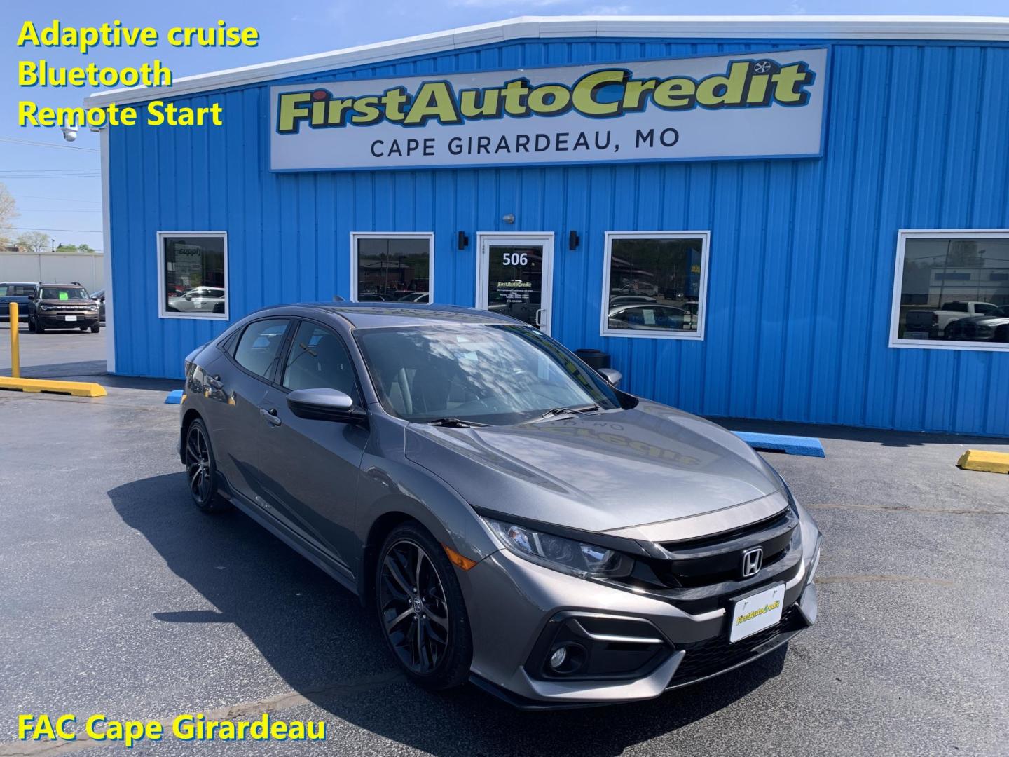 2021 GRAY /GRAY Honda Civic Sport Hatchback (SHHFK7H4XMU) with an 2.0L L4 DOHC 16V TURBO engine, Automatic transmission, located at 506 S. Kingshighway, Cape Girardeau, MO, 63703, (573) 235-5000, 37.294991, -89.553635 - 2021 Honda Civic Sport Hatchback 59,xxx miles Alarm System Bluetooth Streaming Audio Bluetooth Wireless Technology Cloth Seats Cruise Control Folding Rear Seat Power Outlet Power Windows Proximity Sensing Keyless Entry Push-Button Engine Start Rear Window Defroster Remote Control Liftga - Photo#0