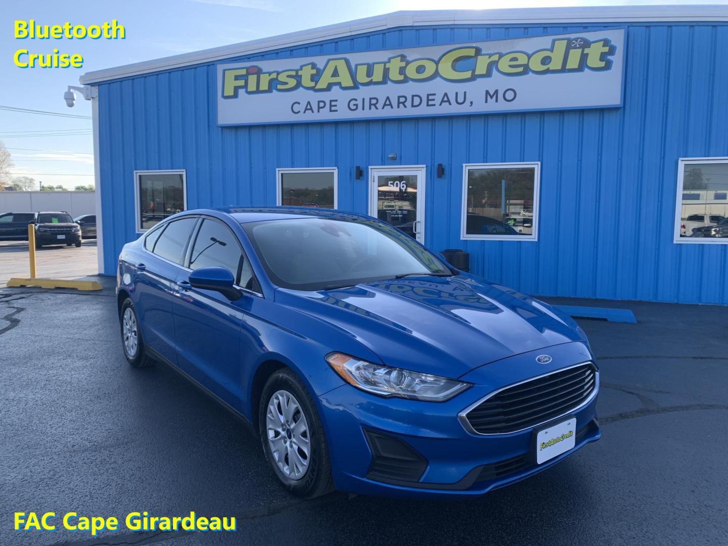 2020 BLUE /TAN Ford Fusion S (3FA6P0G74LR) with an 2.5L L4 DOHC 16V engine, Automatic transmission, located at 506 S. Kingshighway, Cape Girardeau, MO, 63703, (573) 235-5000, 37.294991, -89.553635 - 2020 Ford Fusion S 112,xxx miles 12V Power Outlet Alarm System Bluetooth Wireless Technology Cloth Seats Cruise Control Folding Rear Seat Hands Free Phone Power Windows/Locks/Mirrors Push-Button Engine Start Rear Window Defroster Remote Control Liftgate/Trunk Release Remote Keyless Entr - Photo#0