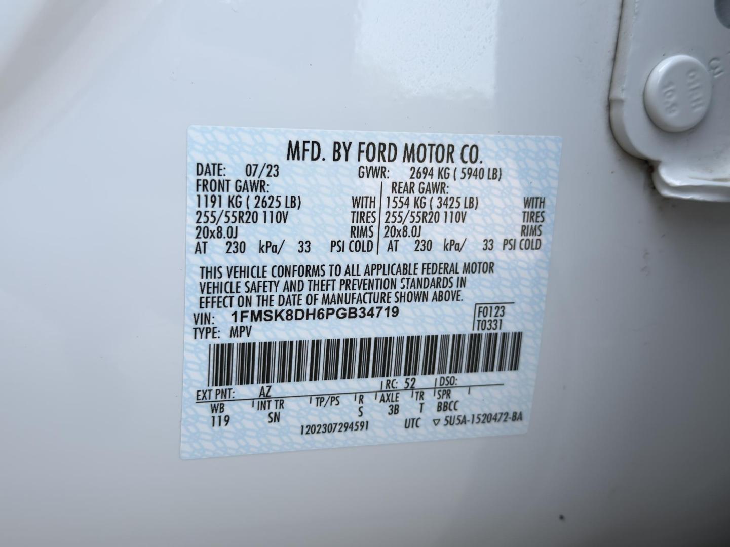 2023 WHITE /Tan Ford Explorer XLT AWD (1FMSK8DH6PG) with an 2.3L 4 Cyl. engine, Automatic transmission, located at 2990 Old Orchard Rd., Jackson, MO, 63755, 37.354214, -89.612106 - 2023 Ford Explorer XLT 1-Owner 113xxx miles 4 Wheel Drive 2.3L 4 Cyl. Automatic Leather 3rd Row Navigation Backup Camera Power/Heated Seats Bluetooth Remote Start Cruise Power Windows/Locks/Mirrors We have financing available and we accept trades! Fill out a credit application on our - Photo#51