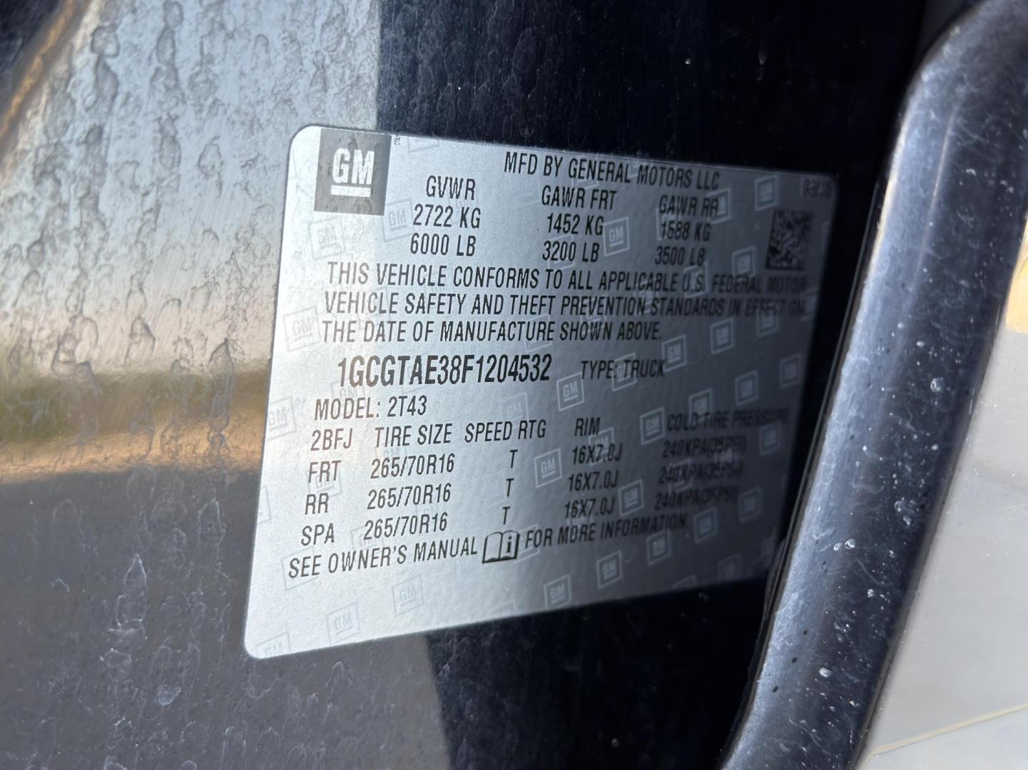 2015 BLACK /Gray Chevrolet Colorado Crew Cab 4WD Long Box (1GCGTAE38F1) with an 3.6L V6 engine, Automatic transmission, located at 2990 Old Orchard Rd., Jackson, MO, 63755, 37.354214, -89.612106 - *** SALVAGE TITLE *** 2015 Chevrolet Colorado 191xxx miles 4x4 3.6L V6 Automatic Power Driver Seat Bluetooth Cruise Power Windows/Locks/Mirrors We have financing available and we accept trades! Fill out a credit application on our website or come by today! If you have any questions, give - Photo#48