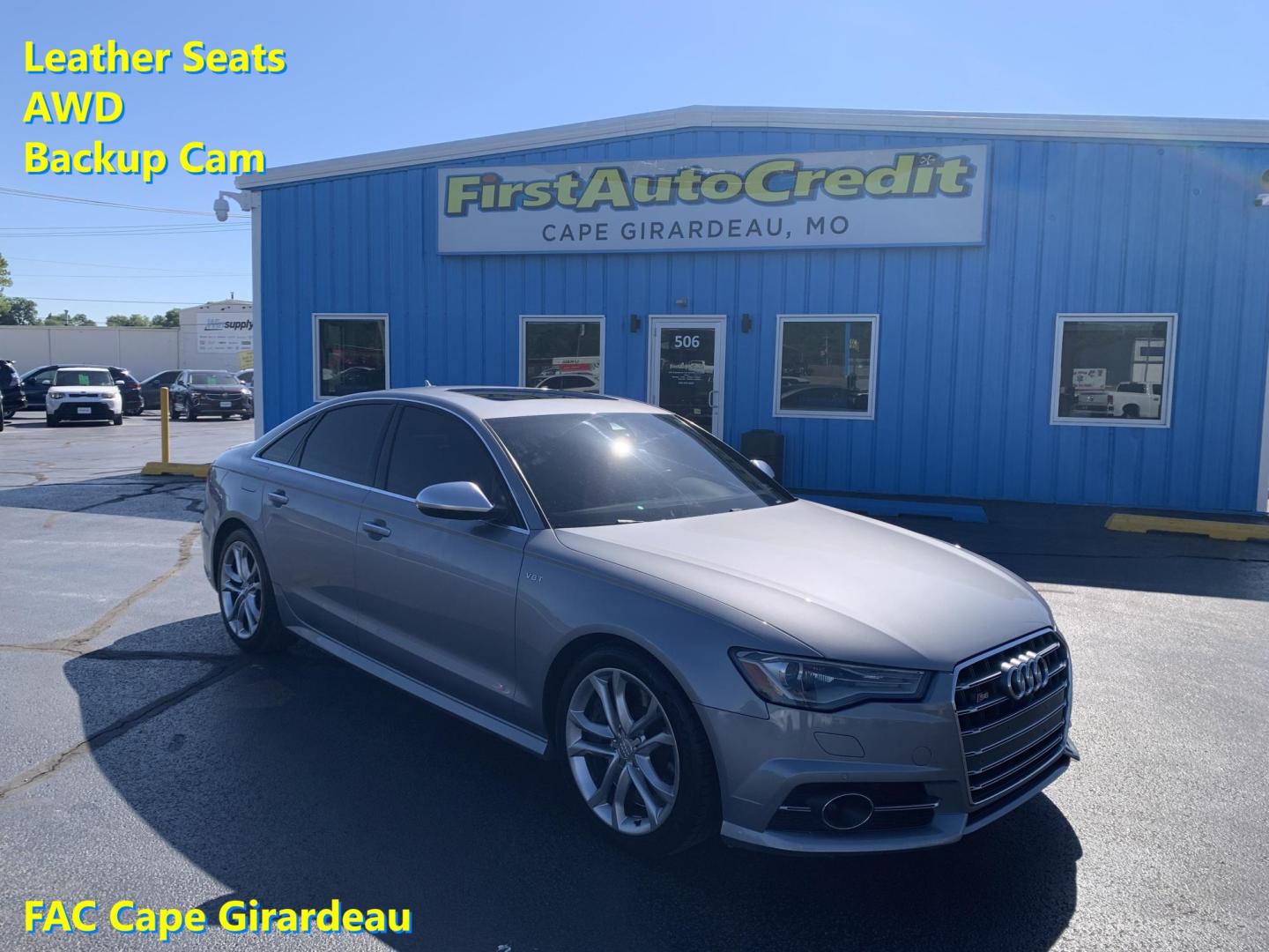 2017 GRAY /BLACK Audi S6 Premium plus (WAUFFAFC7HN) with an 4.0L V8 engine, Automatic transmission, located at 506 S. Kingshighway, Cape Girardeau, MO, 63703, (573) 235-5000, 37.294991, -89.553635 - 2017 Audi S6 Premium 72,xxx miles Heated Leather Seats Backup Cam Bluetooth Sunroof All Wheel Drive Remote Keyless Entry Push Button Start We have financing available and we accept trades! Fill out a credit application on our website or come by today! If you have any questions, give us a - Photo#0