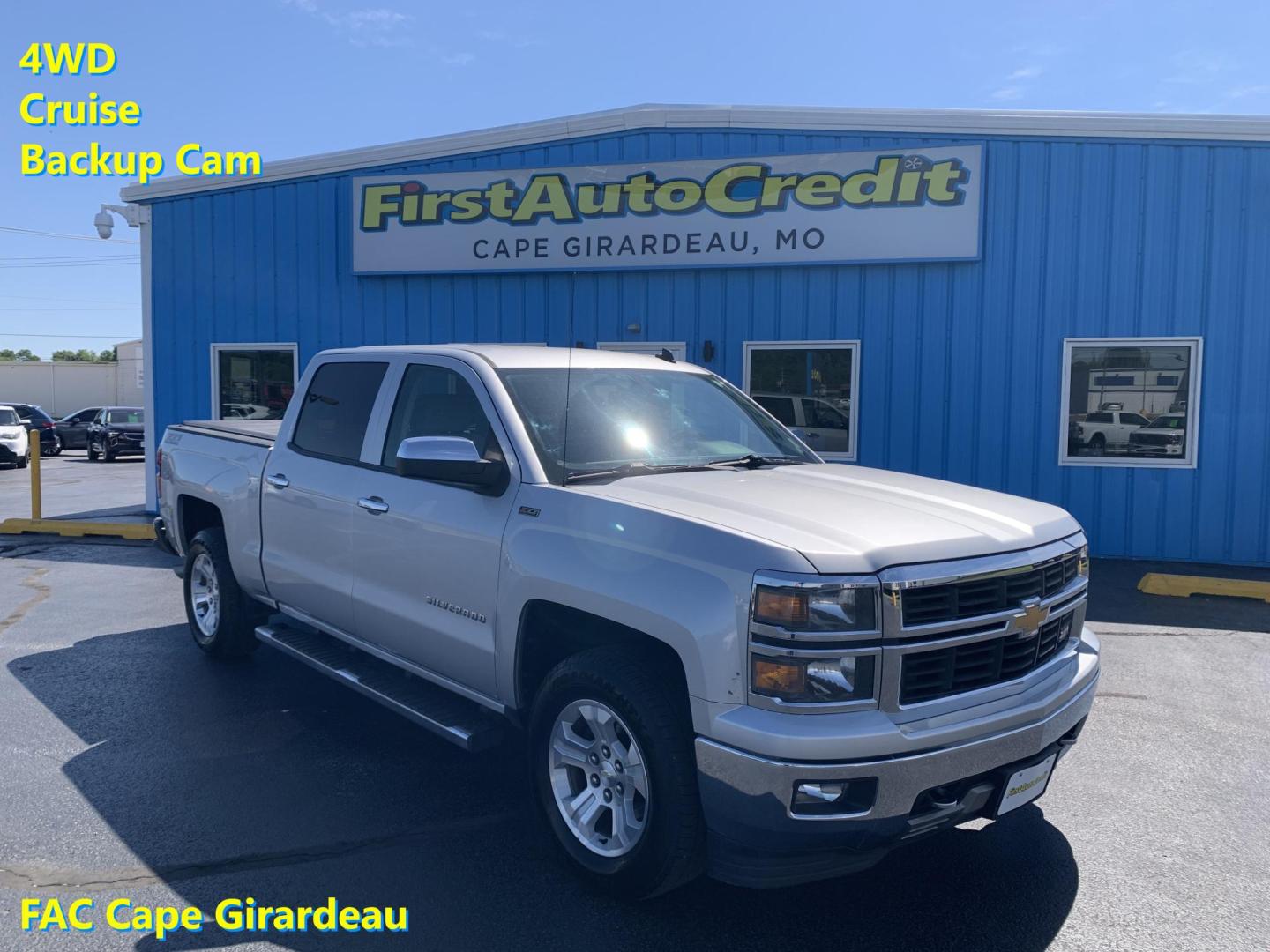 2014 SILVER /GRAY Chevrolet Silverado 1500 1LT Crew Cab 4WD (3GCUKREC9EG) with an 5.3L V8 OHV 16V engine, Automatic transmission, located at 506 S. Kingshighway, Cape Girardeau, MO, 63703, (573) 235-5000, 37.294991, -89.553635 - 2014 Chevrolet Silverado 1500 1LT Crew Cab 4WD 171,xxx miles 4WD Backup Cam Cruise Power Windows/Locks/Mirrors Remote Start Alarm System We have financing available and we accept trades! Fill out a credit application on our website or come by today! If you have any questions, give us a ca - Photo#0