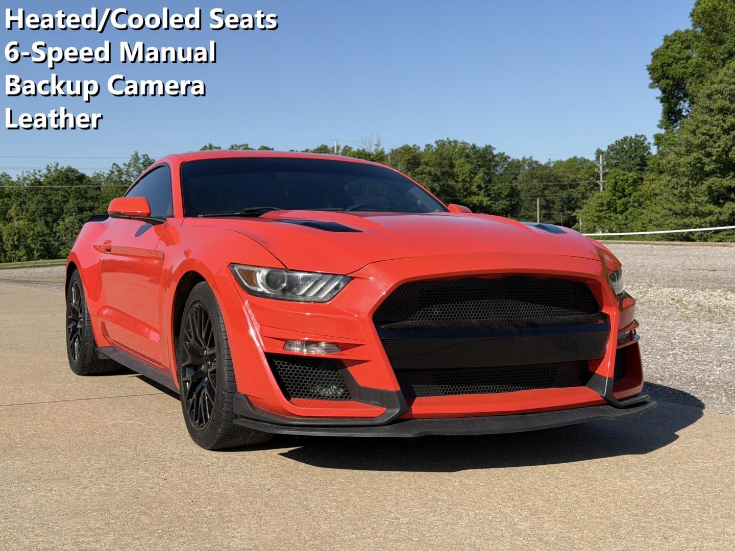 2015 Orange /Black Ford Mustang GT Coupe (1FA6P8CF1F5) with an 5.0L V8 engine, Manual transmission, located at 2990 Old Orchard Rd., Jackson, MO, 63755, 37.354214, -89.612106 - 2015 Ford Mustang GT 82xxx miles Rear Wheel Drive 5.0L V8 6-Speed Manual Leather Power/Heated/Cooled Seats Backup Camera Bluetooth Remote Start Cruise Power Windows/Locks/Mirrors We have financing available and we accept trades! Fill out a credit application on our website or come by tod - Photo#0
