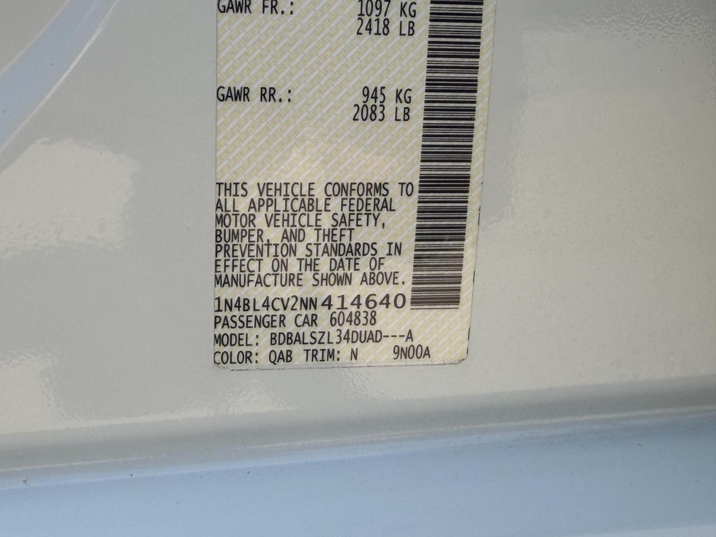 2022 WHITE /Black Nissan Altima 2.5 SR (1N4BL4CV2NN) with an 2.5L 4 Cyl. engine, CVT transmission, located at 2990 Old Orchard Rd., Jackson, MO, 63755, 37.354214, -89.612106 - 2022 Nissan Altima 2.5 SR 1-Owner 99xxx miles Front Wheel Drive 2.5L 4 Cyl. Automatic Leather Backup Camera Power Driver Seat Heated Seats Sunroof Bluetooth Remote Start Cruise Power Windows/Locks/Mirrors We have financing available and we accept trades! Fill out a credit application - Photo#48