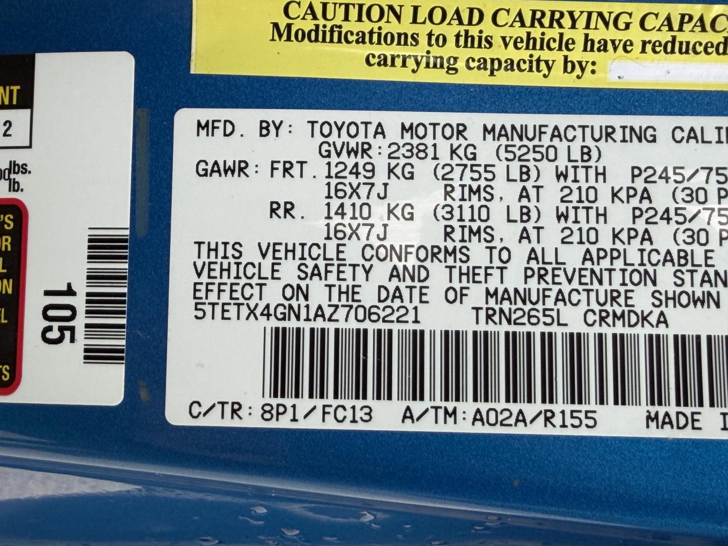 2010 BLUE /Gray Toyota Tacoma PreRunner Access Cab 2WD (5TETX4GN1AZ) with an 2.7L 4 Cyl. engine, Manual transmission, located at 2990 Old Orchard Rd., Jackson, MO, 63755, 37.354214, -89.612106 - 2010 Toyota Tacoma PreRunner 131xxx miles Rear Wheel Drive 2.7L 4 Cyl. 5-Speed Manual Backup Camera Cruise Power Windows/Locks/Mirrors We have financing available and we accept trades! Fill out a credit application on our website or come by today! If you have any questions, give us a call a - Photo#48